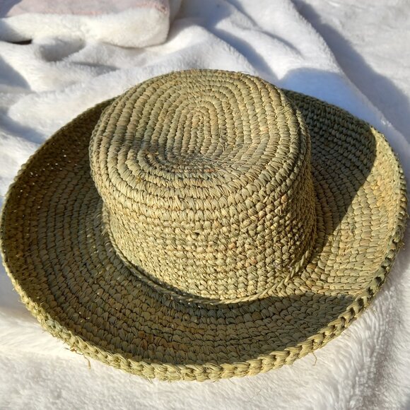 Dorfman Pacific Co. Scala Crocheted Raffia Hat Vintage Handmade Headwear Unisex - Picture 2 of 4